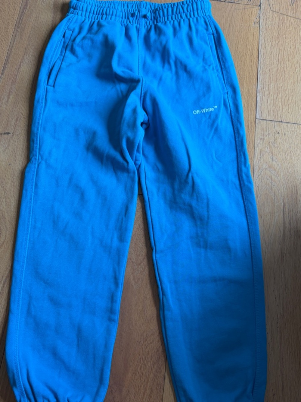 Off-White Kids Turquoise Blue Fleece Joggers